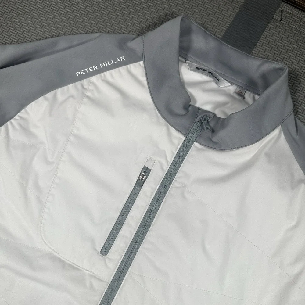 Peter Millar Crown Sport Performance Fabric Endeavor White Jacket Sz L $245 Golf